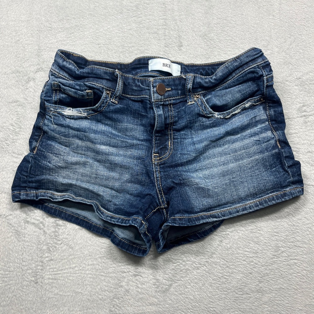 BKE Payton Denim Shorts Women 27 Dark Wash Distressed Stretch